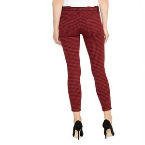 HUDSON Barbara High-Rise Super Skinny Oxblood Houndstooth Ankle Jeans Size 28